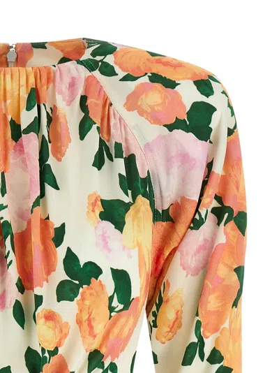 Stella Mccartney Gathered Floral-print Jersey Mini Dress In Multi