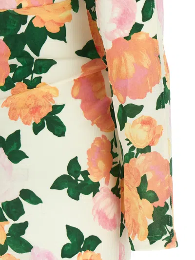 Stella Mccartney Gathered Floral-print Jersey Mini Dress In Multi