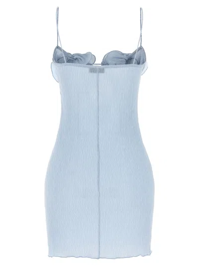 Magda Butrym Embellished Textured Lyocell-blend Mini Dress In Blue