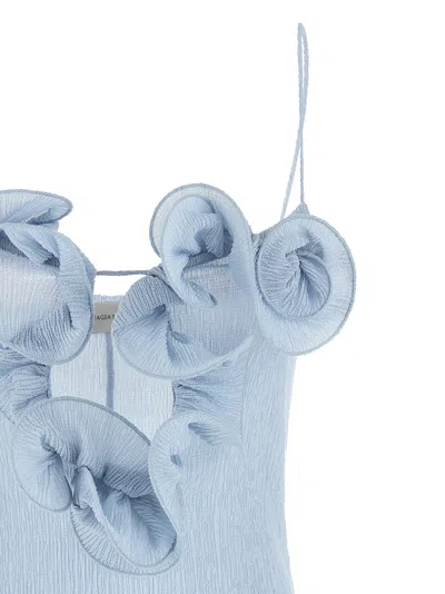 Magda Butrym Embellished Textured Lyocell-blend Mini Dress In Blue