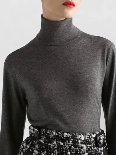 Dolce & Gabbana Turtleneck Knit Pullover Long Sleeve Style In Gray