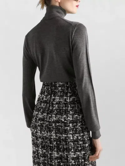 Dolce & Gabbana Turtleneck Knit Pullover Long Sleeve Style In Gray