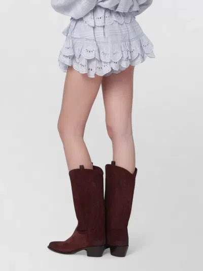 Isabel Marant Étoile Isabel Marant Etoile Light Blue Lace Puria Shorts With Ruffles In Blue