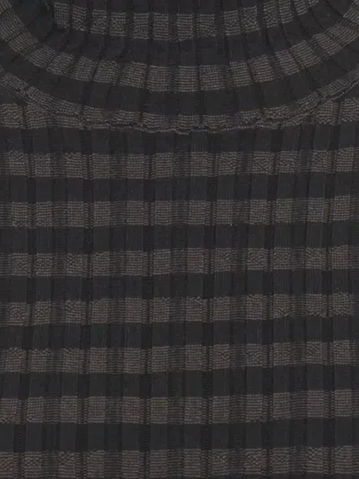 Mm6 Maison Margiela Ribbed Viscose High Neck Knit Sweater In Black