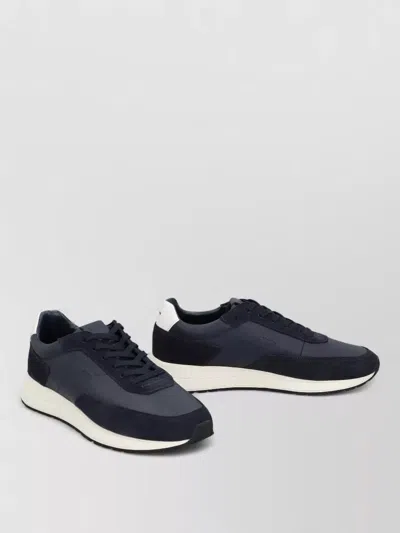 Hugo Boss Vinston Low Top Leather Suede Sneakers In Blue