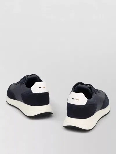 Hugo Boss Vinston Low Top Leather Suede Sneakers In Blue
