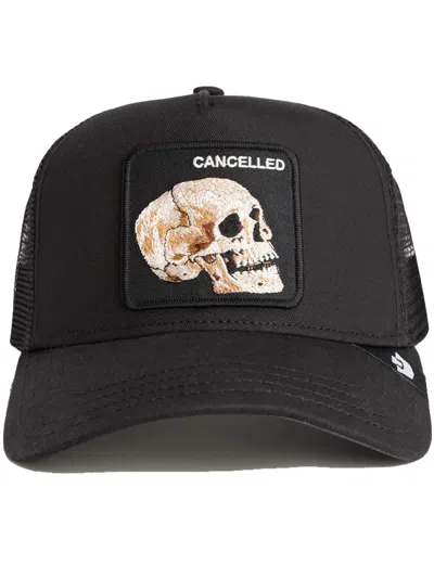 Goorin Bros . The Cancelled Skull Patch Snapback Trucker Hat In Black