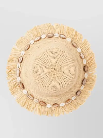 Alanui Chasing The Shadows Fringed Shell-detail Hat In Neutral
