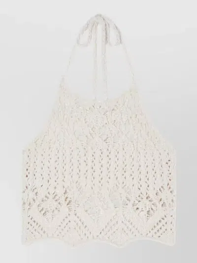 Alanui Lagoon Romance Cotton-blend Crochet Crop Top In Neutral