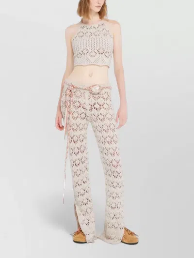 Alanui Lagoon Romance Cotton-blend Crochet Crop Top In Neutral