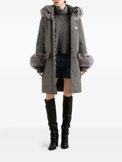 Dolce & Gabbana Cropped Ribbed Turtleneck Sweater Long Sleeves In Gray