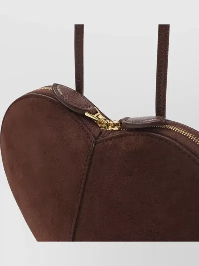 Alaïa Heart Shape Suede Shoulder Bag Goat Leather In Brown
