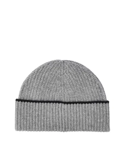 Chloé Ribbed Heart-motif Beanie Hat In Gray