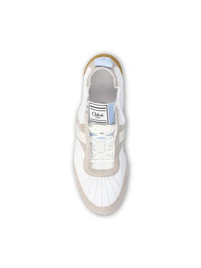 Chloé Kick Mixed Leather Low-top Sneakers In Neutral