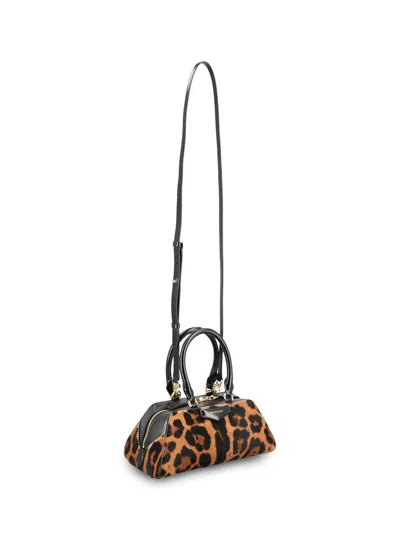 Givenchy Antigona East West Brown Mini Handbag With Animalier Print And Logo Lettering On The Front In Leathe In Animal Print