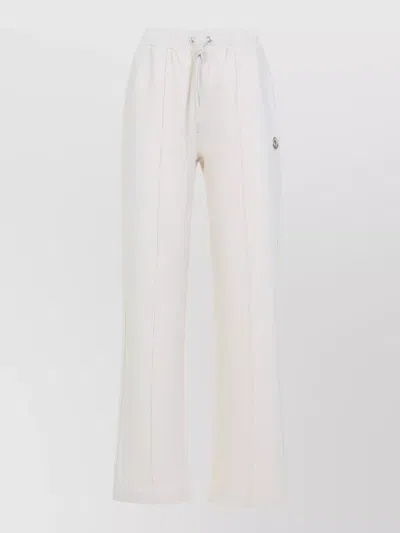 Moncler Straight Leg Sweat Trousers Side Pockets In White