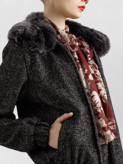 Dolce & Gabbana Herringbone Bomber Jacket Virgin Wool Blend In Black