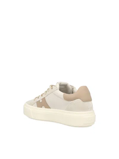Hogan Low Top Sneakers Round Toe Contrast Panel In Neutral