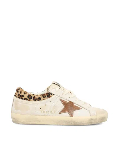 Golden Goose Super Star Calf Hair And Suede-trimmed Distressed Leather Sneakers In Neutral