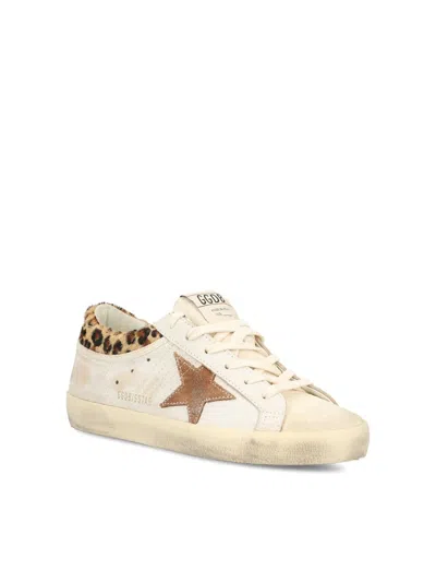 Golden Goose Super Star Calf Hair And Suede-trimmed Distressed Leather Sneakers In Neutral
