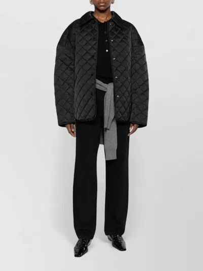 Totême Quilted Jacket Collared Neck Long Sleeves In Black