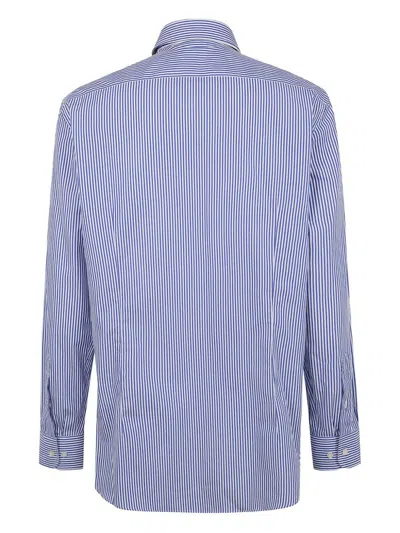 Etro Shirt Button Down Collar Striped Long Sleeves In Blue