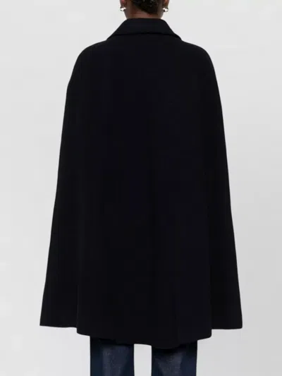 Totême Wool Cape Coat Rear Vent Side Pockets In Black