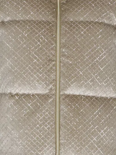 Herno Quilted Velvet Down Jacket High Neck In Neutral