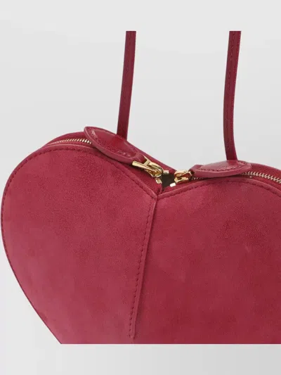 Alaïa Shoulder Bag Heart Shape Suede Leather In Red