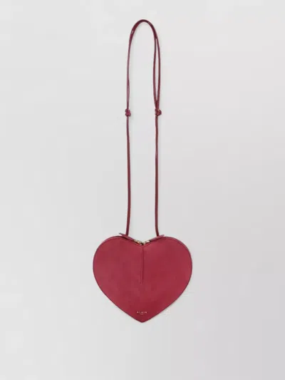 Alaïa Shoulder Bag Heart Shape Suede Leather In Red