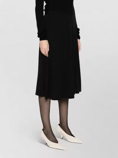 Totême High Waist Pleated Midi Jersey Skirt In Black