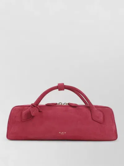 Alaïa Teckel Suede Clutch Shoulder Bag In Red