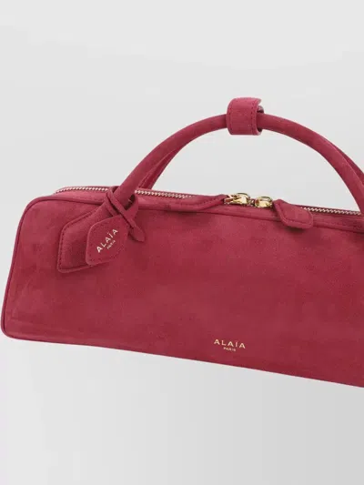 Alaïa Teckel Suede Clutch Shoulder Bag In Red