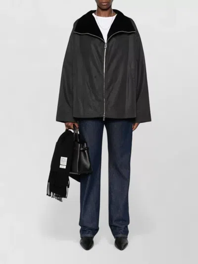 Totême Black Solid Zipped Jacket In Black