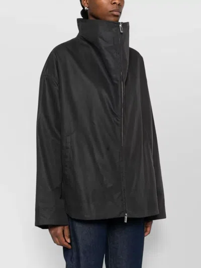 Totême Black Solid Zipped Jacket In Black