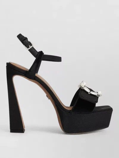 Dolce & Gabbana Platform Sandals High Heel Fabric Calfskin In Black