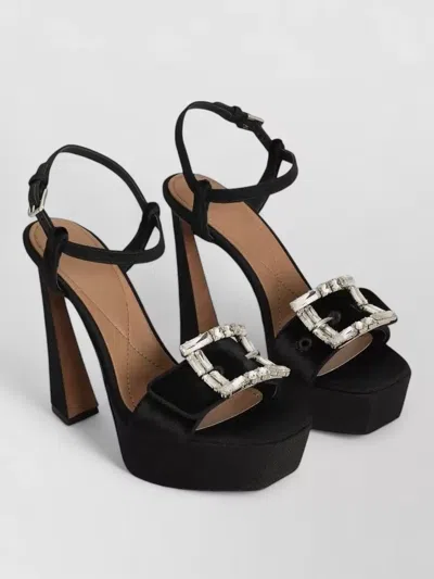 Dolce & Gabbana Platform Sandals High Heel Fabric Calfskin In Black