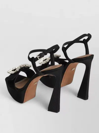 Dolce & Gabbana Platform Sandals High Heel Fabric Calfskin In Black