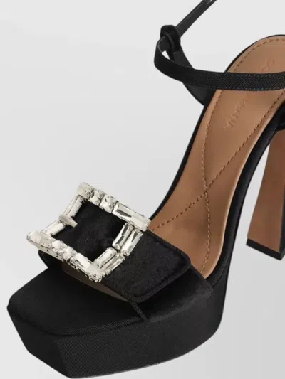 Dolce & Gabbana Platform Sandals High Heel Fabric Calfskin In Black