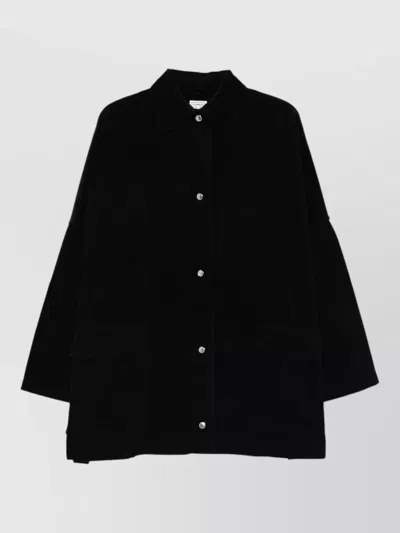 Totême Corduroy Overshirt Jacket Long Sleeves Pockets In Black