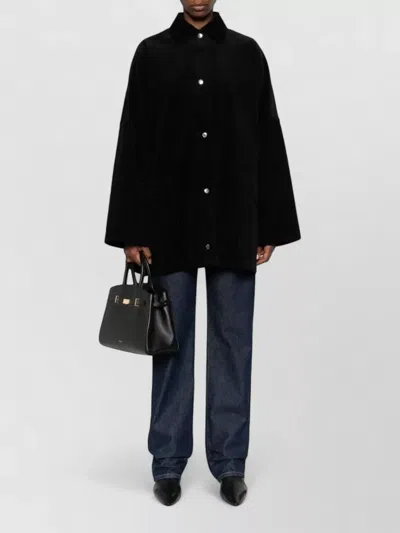 Totême Corduroy Overshirt Jacket Long Sleeves Pockets In Black