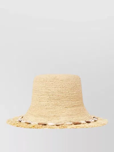 Alanui Chasing The Shadows Fringed Shell-detail Hat In Brown