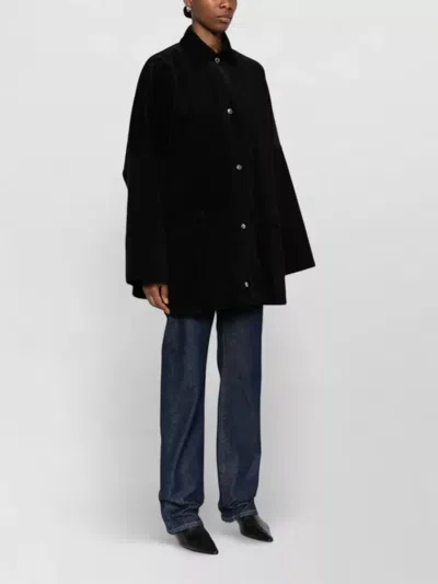 Totême Corduroy Overshirt Jacket Long Sleeves Pockets In Black