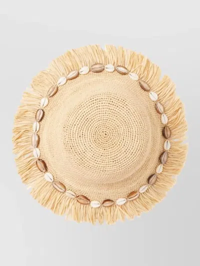 Alanui Chasing The Shadows Fringed Shell-detail Hat In Brown