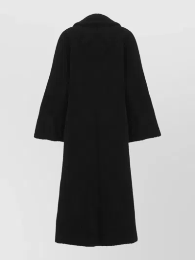 Herno Double Breasted Coat Wide Sleeves Lapel In Black