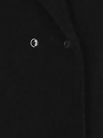 Herno Double Breasted Coat Wide Sleeves Lapel In Black