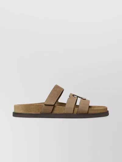 Tory Burch Ines Suede Triple-band Sport Mule Sandals In Brown