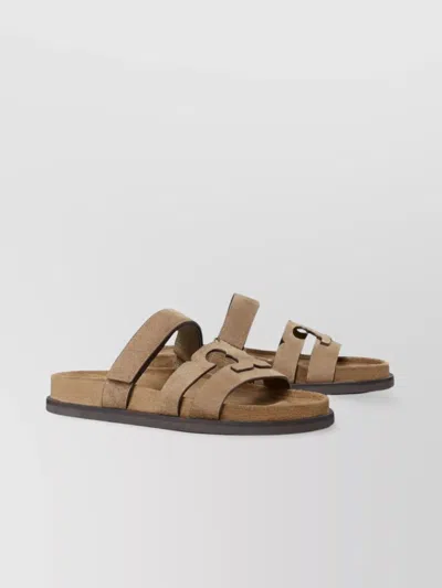 Tory Burch Ines Suede Triple-band Sport Mule Sandals In Brown