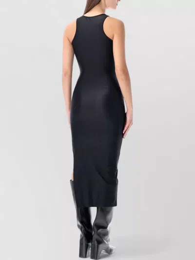 Coperni Sleeveless Midi Dress Round Neck Slit In Black