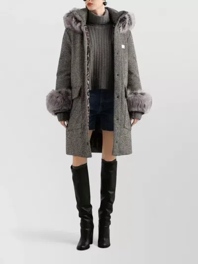 Dolce & Gabbana Cropped Ribbed Turtleneck Sweater Long Sleeves In Gray